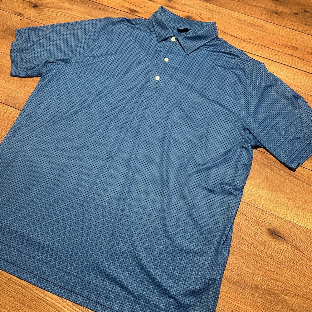 FootJoy Blue Geometric Diamond Print Golf Polo Shirt Mens 2XL
